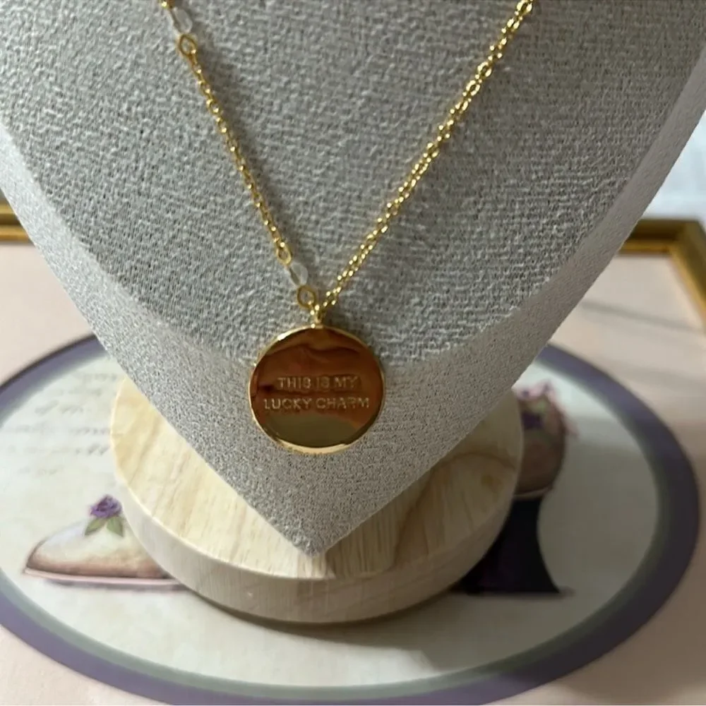 J.Crew Double Strand Hold Tone Beaded Sparkles This is My Lucky Charm Necklace